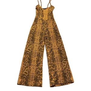 PrettyLittleThing Animal Print Gold Jumpsuit Without Belt